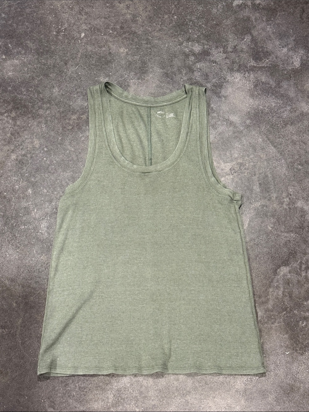 aerie Olive Scoop Neck Ribbed Tank Top